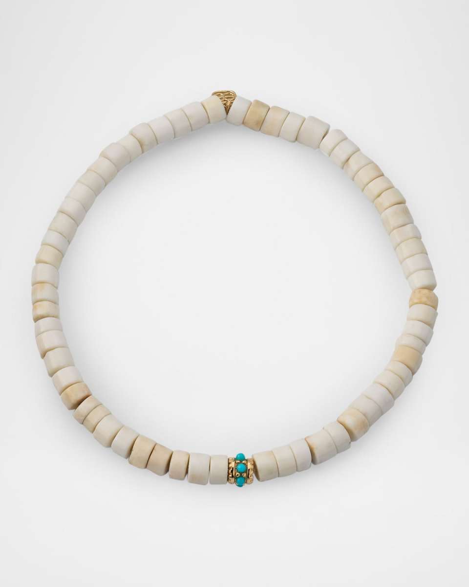 White Turquoise Bead Bracelet with 4mm Turquoise Pavé Rondelle